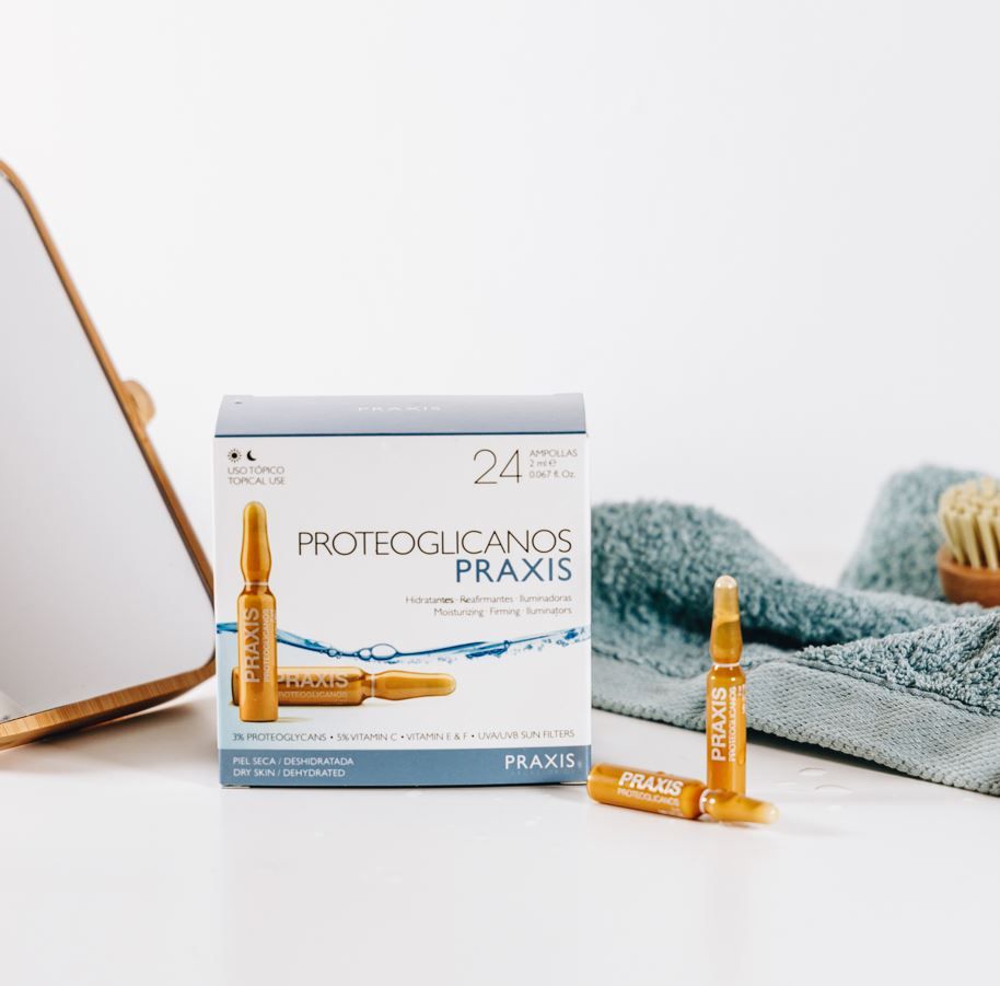 Praxis presenta sus proteoglicanos, el potente activo antiedad que retiene mil veces su peso en agua, aporta firmeza y reduce las arrugas