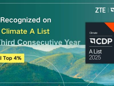 ZTE forma parte por tercera vez consecutiva de la prestigiosa Lista A de Carbon Disclosure Project gracias a su liderazgo mundial en acción climática